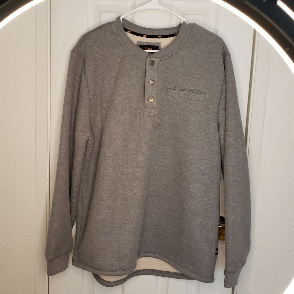 Men's Lee lined thermal gray pull over size Large